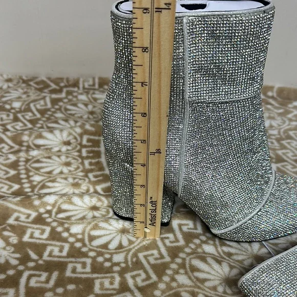 A New Day Silver Heeled Boots with Shimmering Rhinestones - Picture 10 of 16